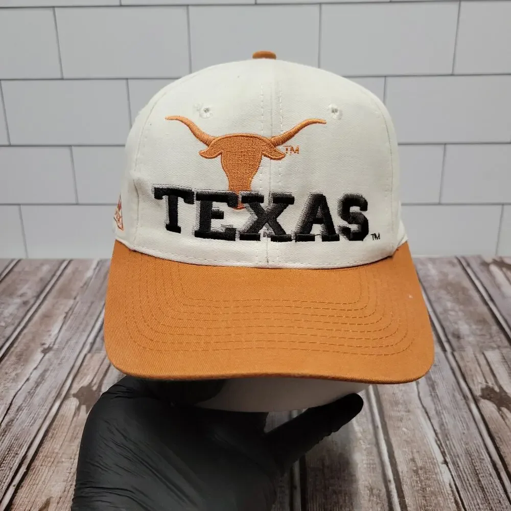 Vintage Apex One Texas Longhorns Snapback Hat NCAA White Orange Made Taiwan